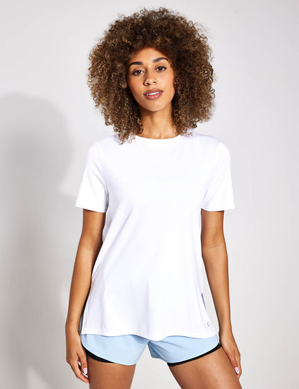 Goodmove Scoop Neck Mesh Back T-Shirt - Whiteimages1- The Sports Edit