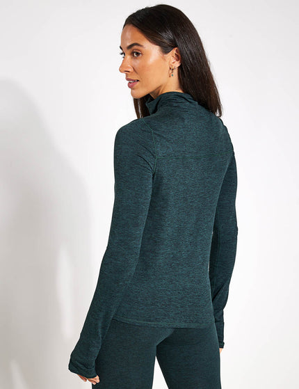 Girlfriend Collective ReSet Mock Neck Half Zip - Moss Heatherimages2- The Sports Edit