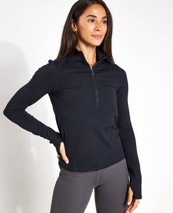 ReSet Mock Neck Half Zip - Black