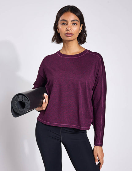 Girlfriend Collective ReSet Long Sleeve Tee - Plum Heatherimages1- The Sports Edit