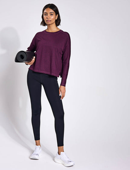 Girlfriend Collective ReSet Long Sleeve Tee - Plum Heatherimages3- The Sports Edit