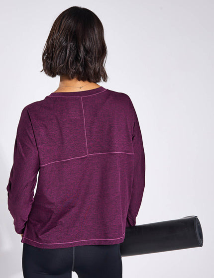 Girlfriend Collective ReSet Long Sleeve Tee - Plum Heatherimages2- The Sports Edit