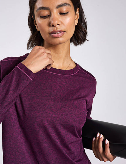 Girlfriend Collective ReSet Long Sleeve Tee - Plum Heatherimages4- The Sports Edit