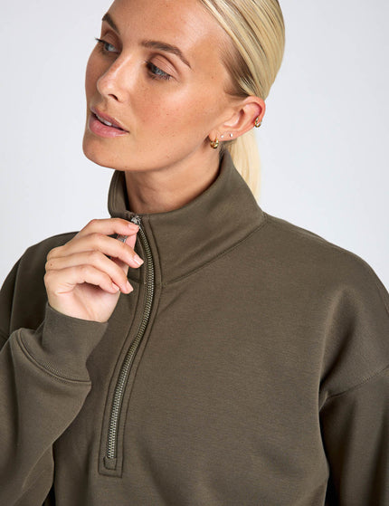 Girlfriend Collective Vega Half-Zip Sweatshirt - Minkimages4- The Sports Edit