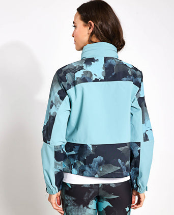 Waterproof Hooded Cropped Sports Jacket - Dusted Aqua