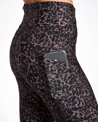 Go Move Printed High Waisted Gym Leggings - Brown Mix