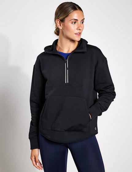 Goodmove Ultraheat Half Zip Relaxed Hoodie - BLACKimages1- The Sports Edit