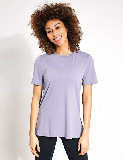 Goodmove Scoop Neck Mesh Back T-Shirt - Lavender Greyimages1- The Sports Edit