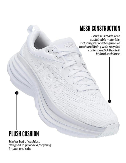 HOKA Bondi 8 - White/Whiteimages4- The Sports Edit