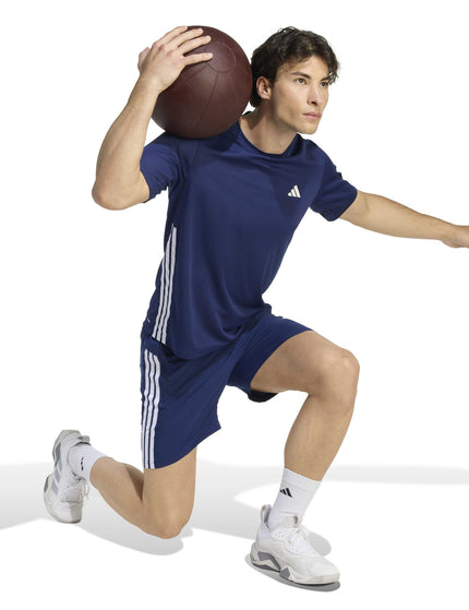 adidas Essentials Base 3 Stripes T-shirt - Dark Blue/Whiteimages5- The Sports Edit