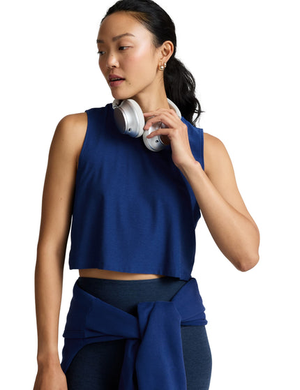Beyond Yoga Featherweight Minimal Cropped Tank - Marine Blue Heatherimages1- The Sports Edit