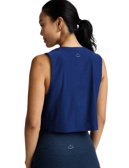 Beyond Yoga Featherweight Minimal Cropped Tank - Marine Blue Heatherimages2- The Sports Edit