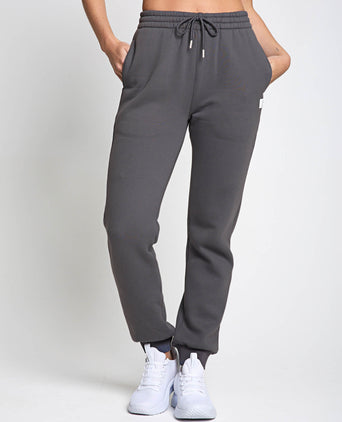 Millie Slim Fleece Track Pant - Charcoal