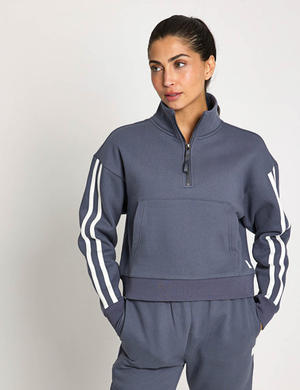 Lilybod Rihanna Stripe Sweat - Charcoalimages1- The Sports Edit