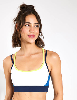 River Sports Bra - Navy Blue/Lime/Army