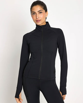 Zuri Contoured Zip Thru Top - Black
