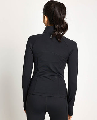 Zuri Contoured Zip Thru Top - Black