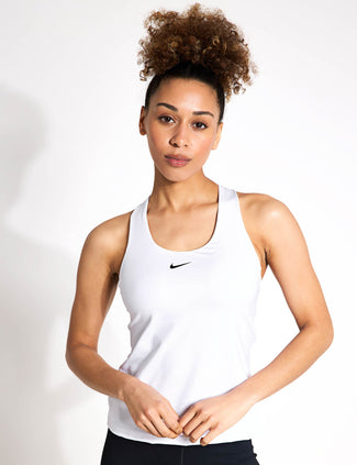 Swoosh Padded Sports Bra Tank - White/Stone Mauve/Black