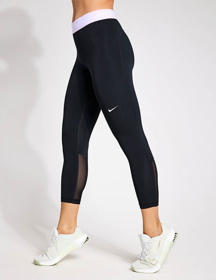 Nike Pro 365 Cropped Mesh Panel Leggings - Black/Lilac Bloom/Whiteimages3- The Sports Edit