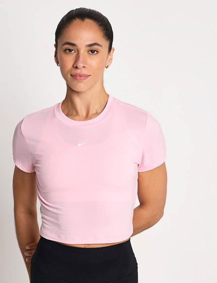 Nike Sportswear Chill Knit Cropped T-Shirt - Medium Soft Pink/Sailimages1- The Sports Edit