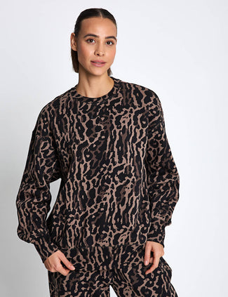 Sportswear Phoenix Fleece Oversized Printed Sweatshirt - Black/Ironstone/Black