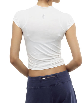 Tempo Ruched Short Sleeve Tee - White