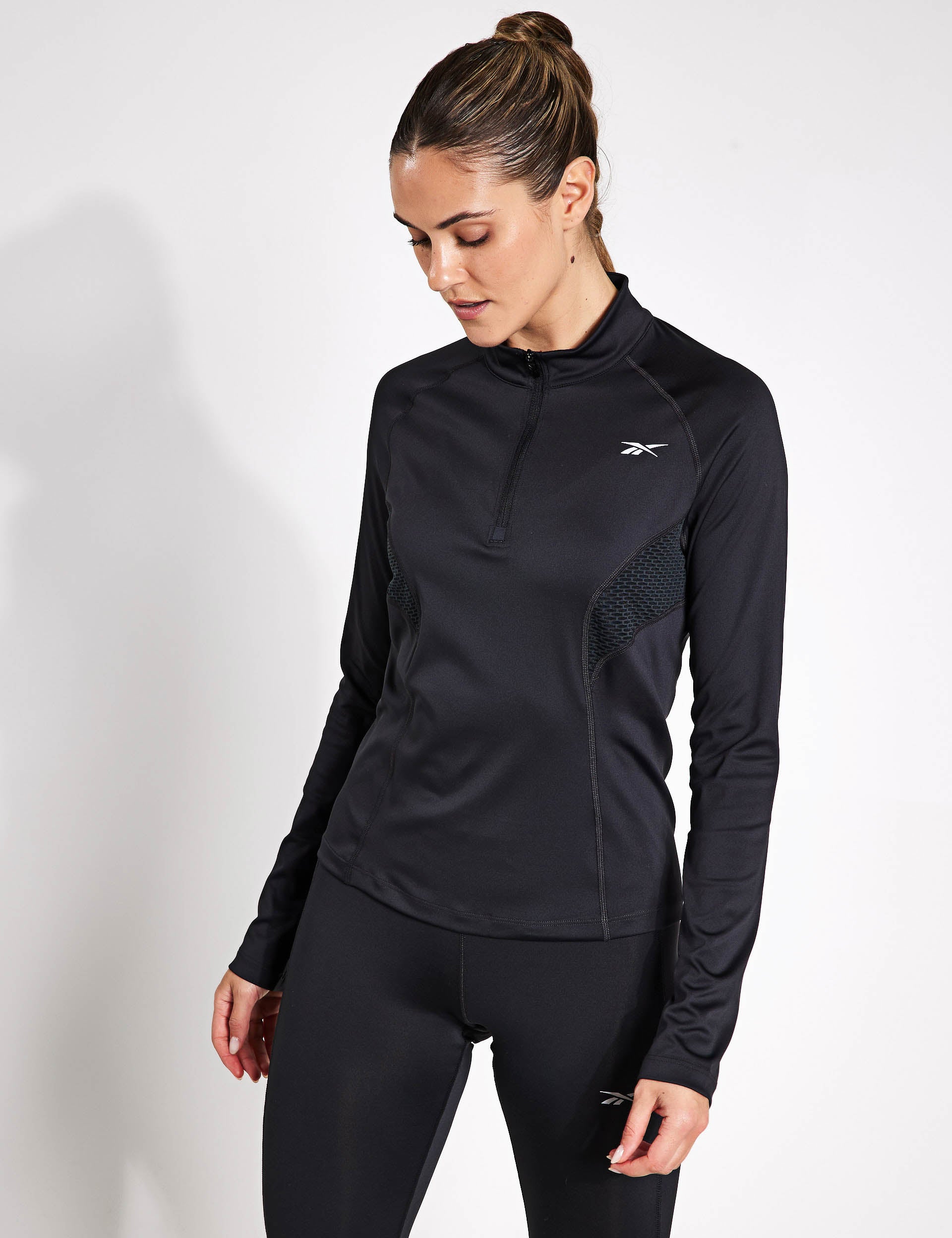 Reebok | Running 1/4 Zip - Night Black | The Sports Edit