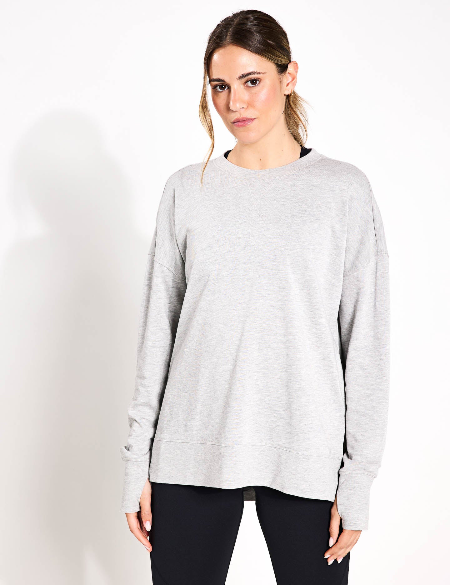 After Class Longline Sweatshirt Light Grey Marl