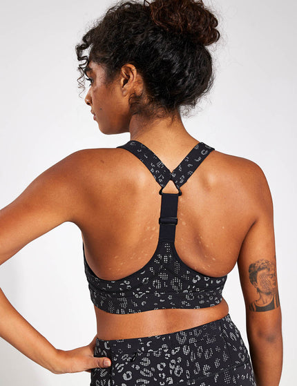 Sweaty Betty Power Medium Support Sports Bra - Black Reflective Leopard Printimages6- The Sports Edit