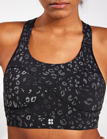 Sweaty Betty Power Medium Support Sports Bra - Black Reflective Leopard Printimages5- The Sports Edit