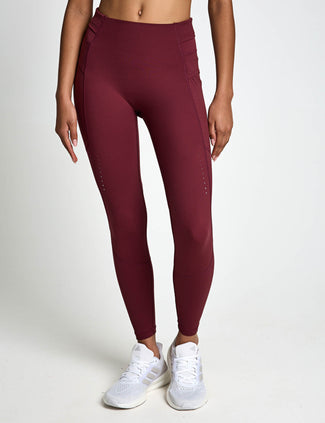 Runner's High Power 7/8 Leggings - Merlot Red