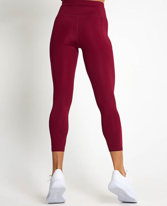 Motion Ankle Leggings - Cardinal/White