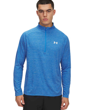 Tech Textured 1/2 Zip - Blue Atlantis/White