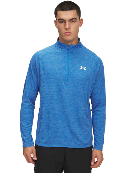 Under Armour Tech Textured 1/2 Zip - Blue Atlantis/Whiteimages1- The Sports Edit