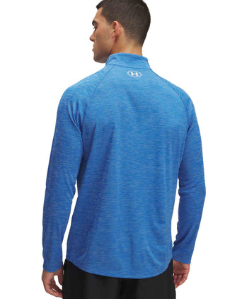 Tech Textured 1/2 Zip - Blue Atlantis/White