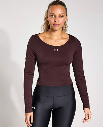 Train Seamless Long Sleeve - Brown Obsidian/White