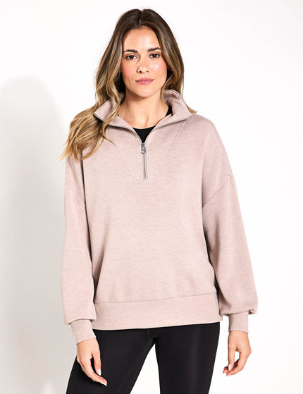 Varley Hawley Half Zip Sweat - Taupe Marlimages2- The Sports Edit