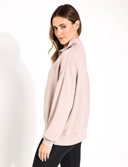 Varley Hawley Half Zip Sweat - Taupe Marlimages3- The Sports Edit