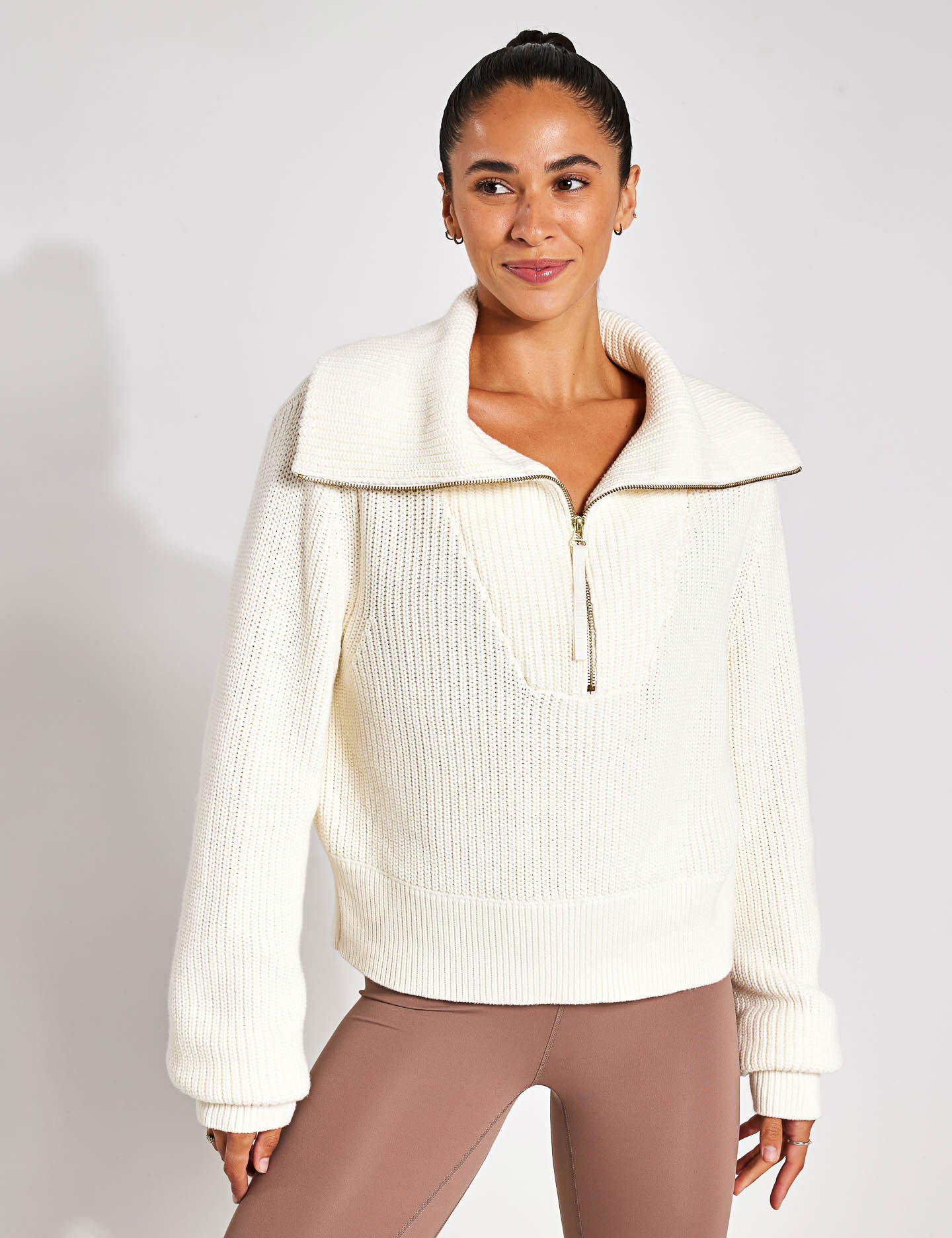 Mentone Half Zip Knit Pullover Egret