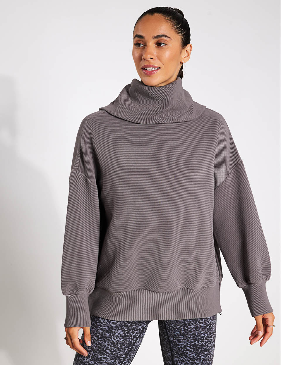 Varley, Priya Longline Sweat - Taupe Marl