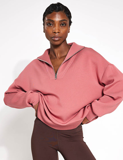 Varley Hawley Half Zip Sweat - Withered Roseimages1- The Sports Edit