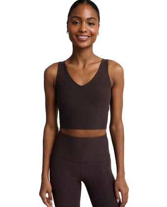 Spacedye Good Day Cropped Tank - Dark Chocolate Heather