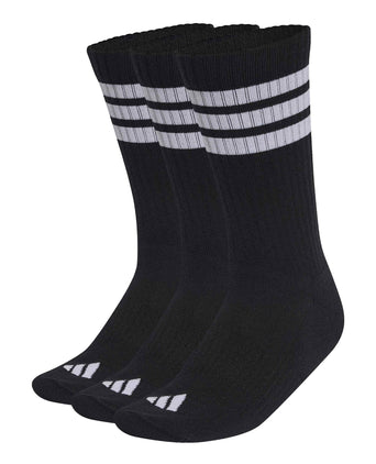 3-Stripes Cushioned Crew Socks 3 Pair Pack - Black/White