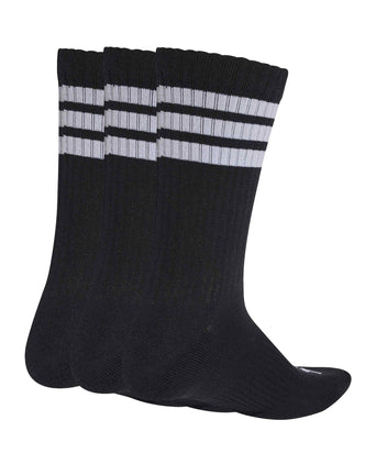 3-Stripes Cushioned Crew Socks 3 Pair Pack - Black/White