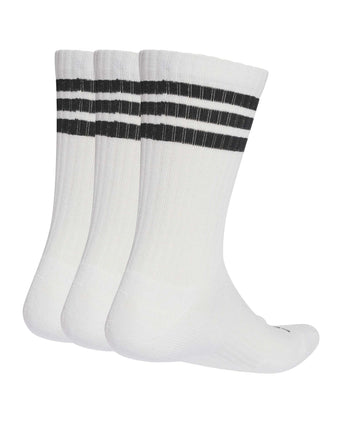 3-Stripes Cushioned Crew Socks 3 Pair Pack - White/Black