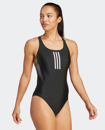 3-Stripes Graphic V-Back Swimsuit - Black