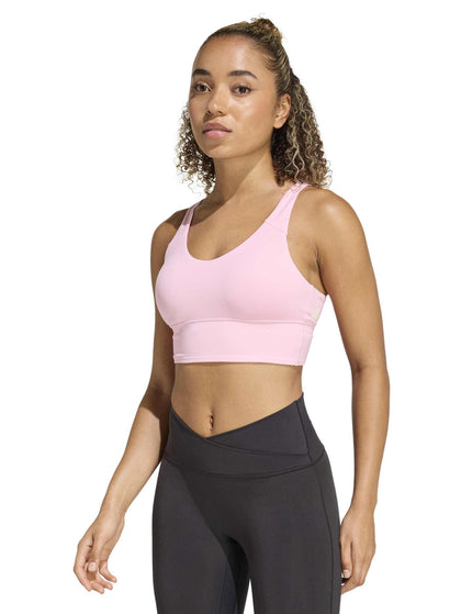 adidas 3 Stripes Studio All Me Light Support Bra - True Pinkimages1- The Sports Edit