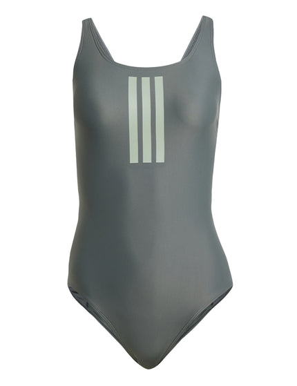 adidas 3-Stripes V-Back Swimsuit - Legend Ivy/Silver Greenimages6- The Sports Edit