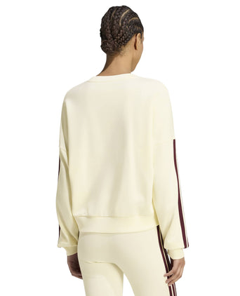 Essentials 3-Stripes French Terry Sweatshirt - Ivory/Maroon