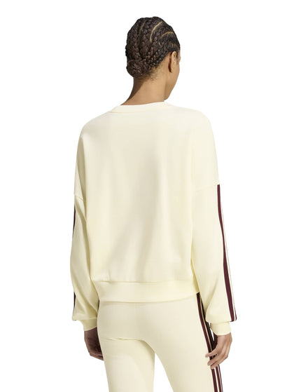 adidas Essentials 3-Stripes French Terry Sweatshirt - Ivory/Maroonimages2- The Sports Edit